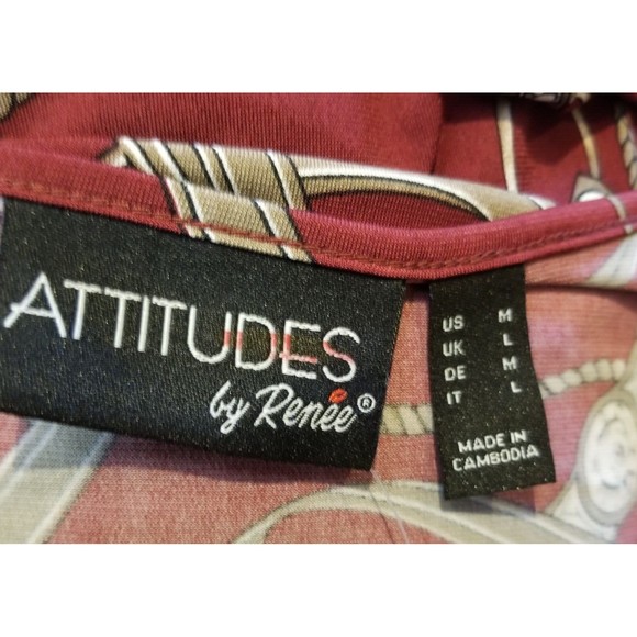 Attitudes By Renee Women's Tunic Top Key Hole Design Burgundy Liquid Knit NEW - Picture 6 of 7